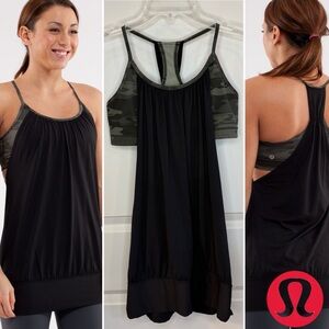 Lululemon No Limit Black & Camo Yoga Tank Top Women’s 8 with Shelf Bra W1575S